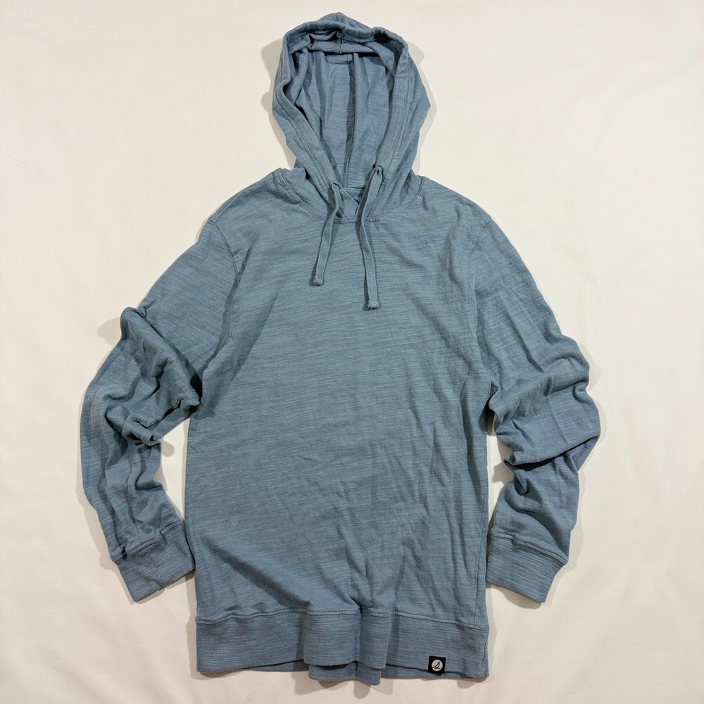 Sperry Hoodie Mens Small Blue Excellent Slub Cotton Pullover Long Sleeve